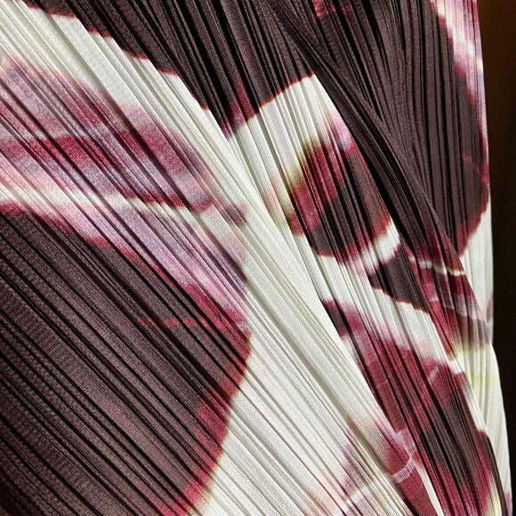 PLEATS PLEASE Issey Miyake Abstract 3/4 Cardigan Shirt Top Purple White Size 3 L - Picture 15 of 15